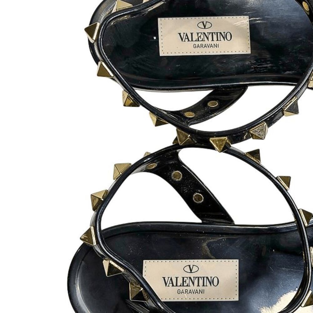 Valentino Garavani Rockstud Jelly Gladiator Sandals EU 38 Black PVC Studded Flat - Picture 7 of 10